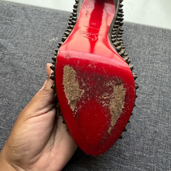 Christian Louboutin Leather Lady Peep spike peep toe platform pumps - Picture 6 of 9